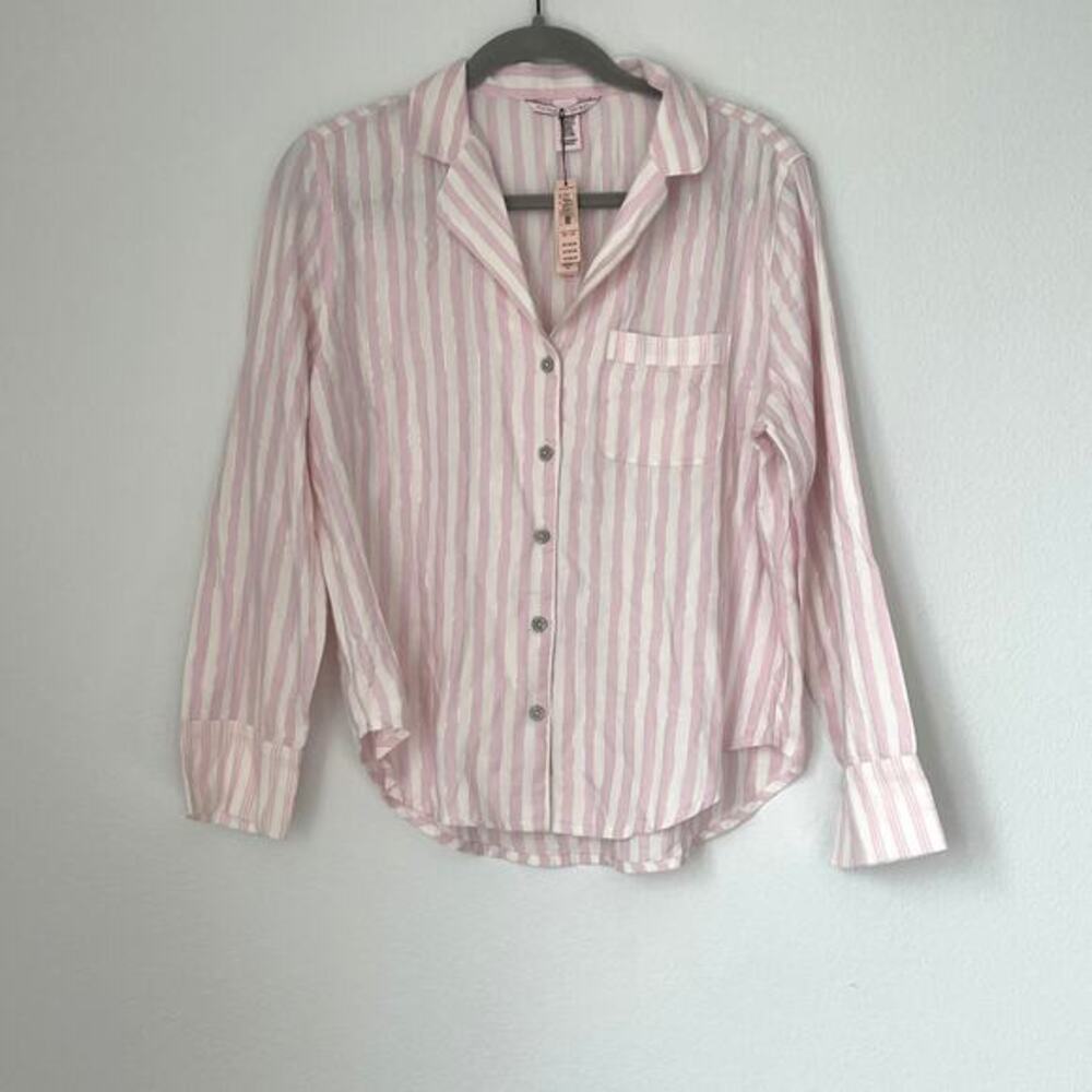 NWT Victoria Secret Pink & White Striped Long-Sleeve Pajama Top‎ XS Angelcore
